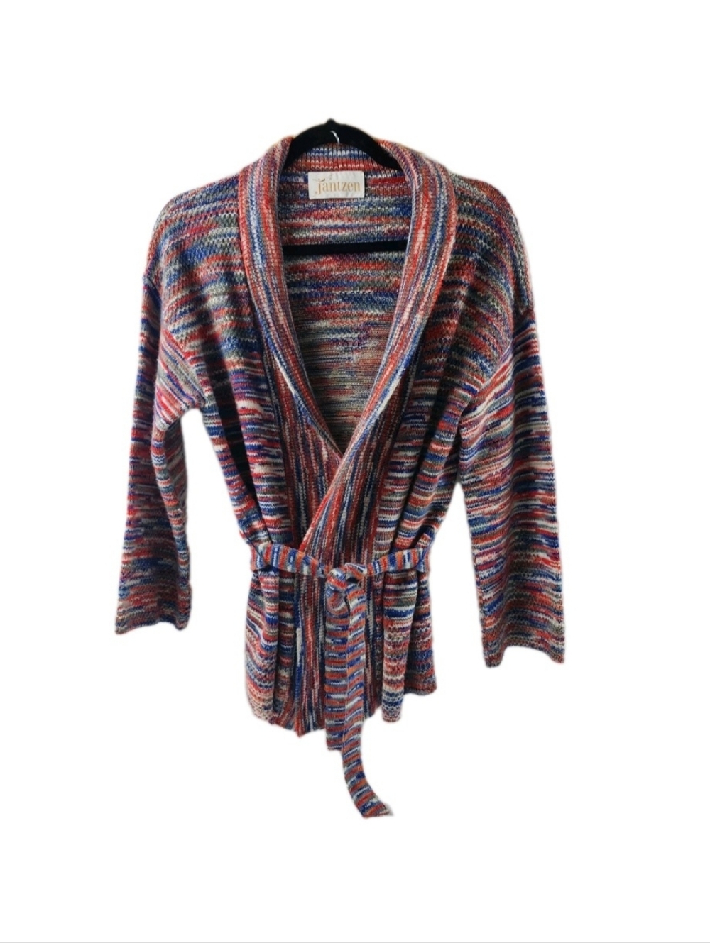 Vintage Jantzen Cardigan With Belt Red White Blue